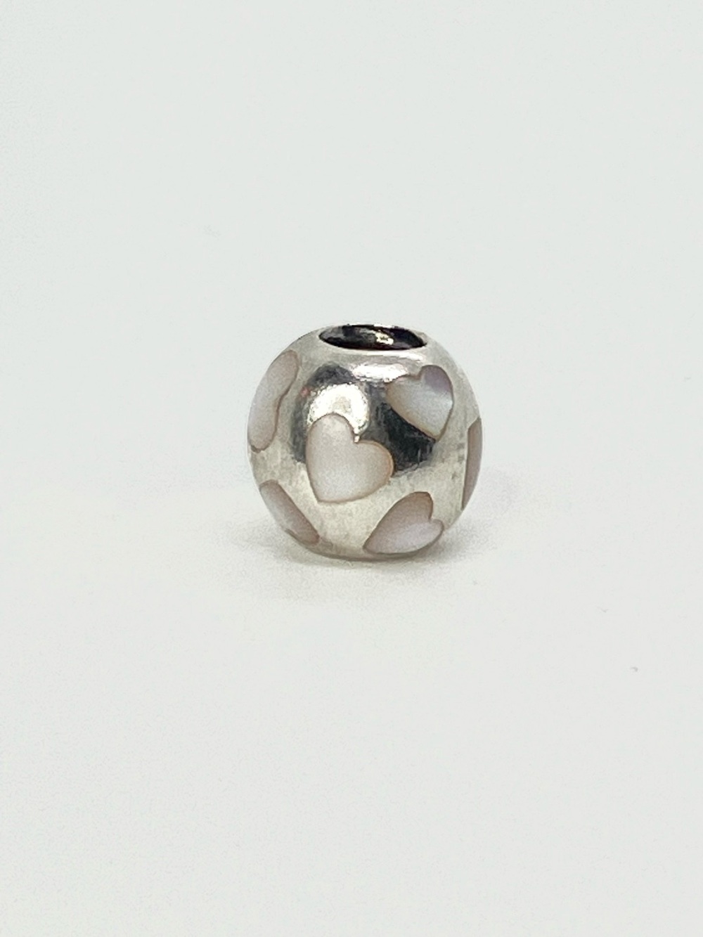 Pandora Sterling Silver White MOP ‘ Love Me ‘Heart Charm | Retired